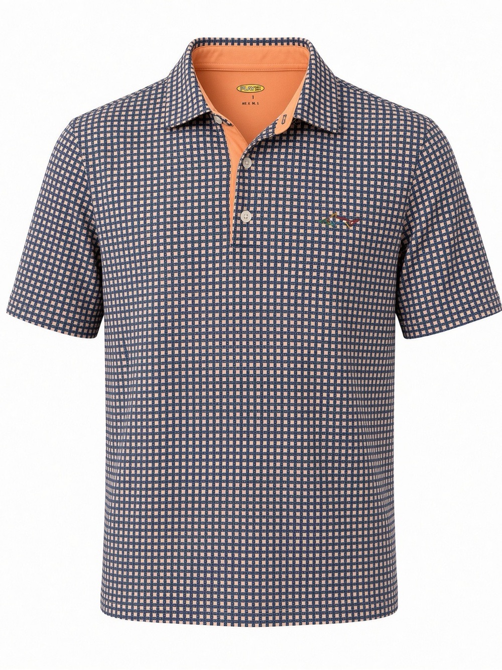 Greg Norman Collection Navy and Peach Check Polo men’s size XL